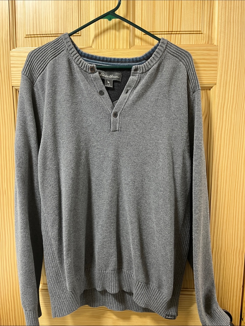 Eddie Bauer Men's Charcoal Henley Sweater